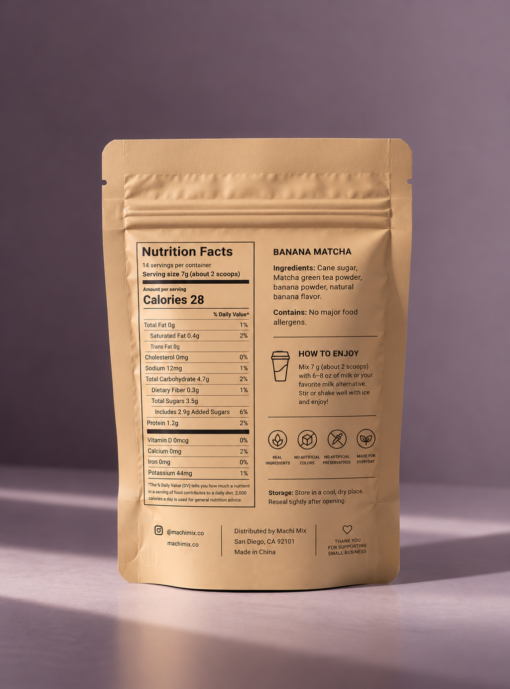 Banana Matcha Latte Mix – 100g | MACHI